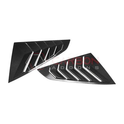 Real Carbon Fiber Rear Quarter Window Louvers for 2024+ Ford Mustang