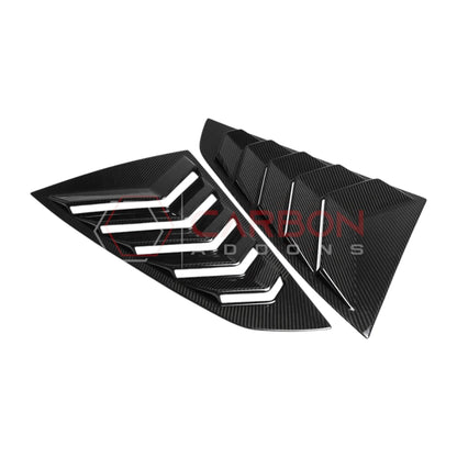 Real Carbon Fiber Rear Quarter Window Louvers for 2024+ Ford Mustang