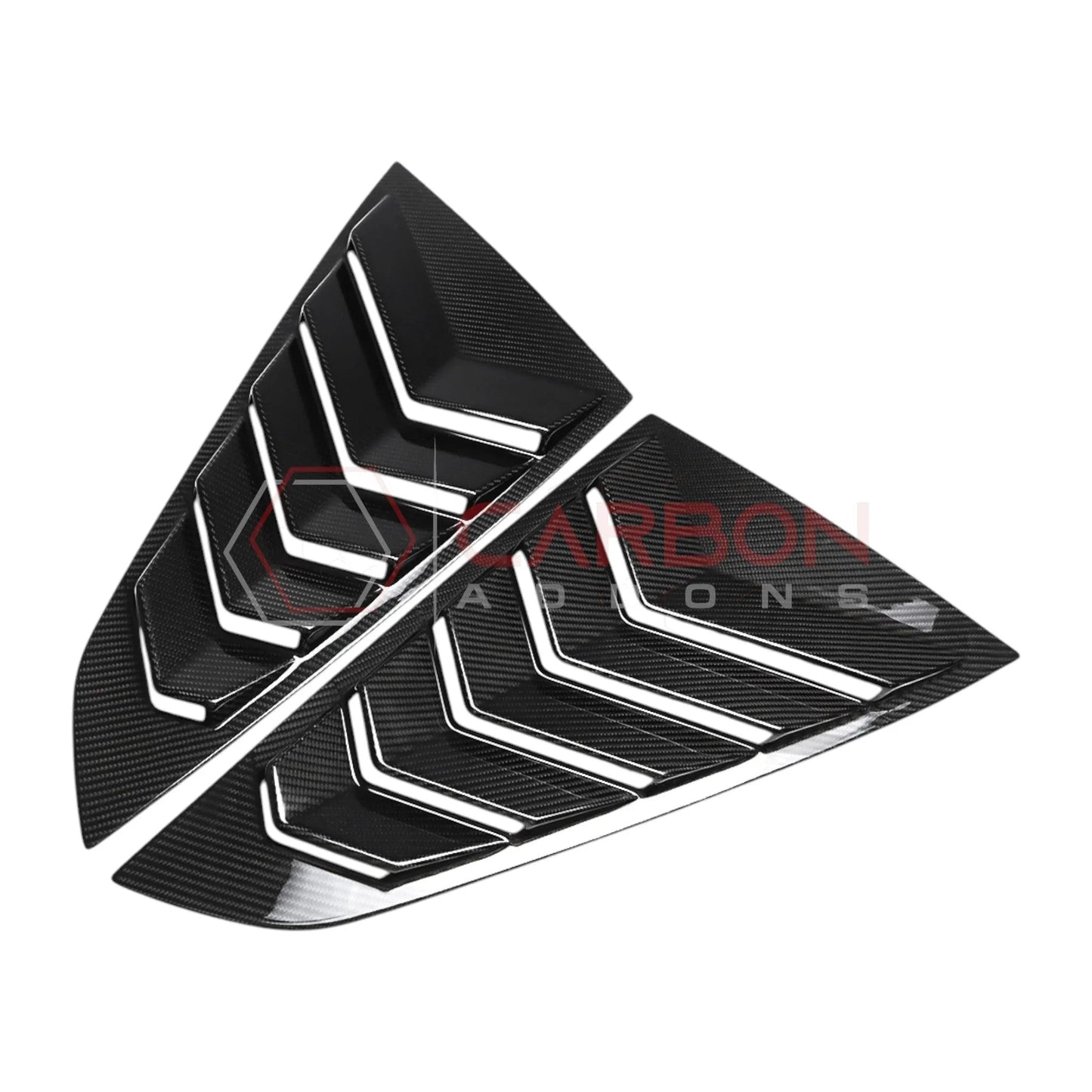 Real Carbon Fiber Rear Quarter Window Louvers for 2024+ Ford Mustang