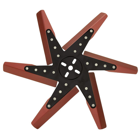 Derale 18" High Performance Aluminum Standard Rotation Flex Fan, Red Blade w/ Black Hub 19818