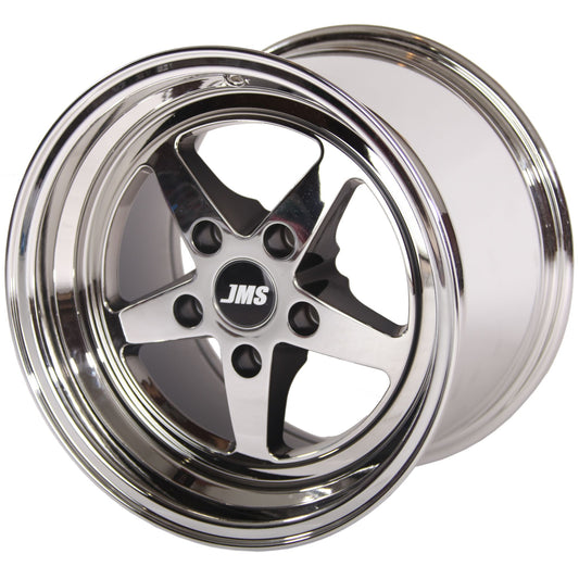 JMS Avenger Series Race Wheels - White Chrome; 15 inch X 10 inch Rear Wheel w/ Lug Nuts -- Fits 2005-2014 Mustang GT and V6 with sway bar relocation A1510721FZ