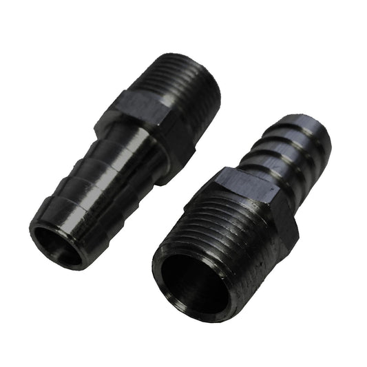Derale 3/8" NPT x 1/2" hose barb fitting set, Aluminum 15713