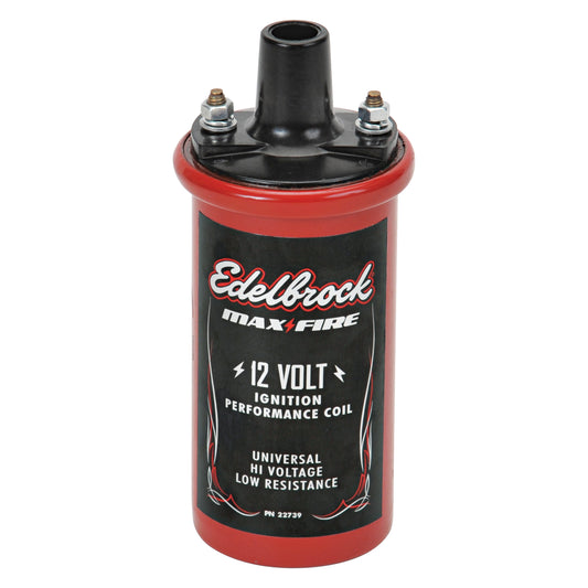 Edelbrock Universal 12V cannister-style w/ primary resistance 1.4 ohms & output of 42000V. 22739