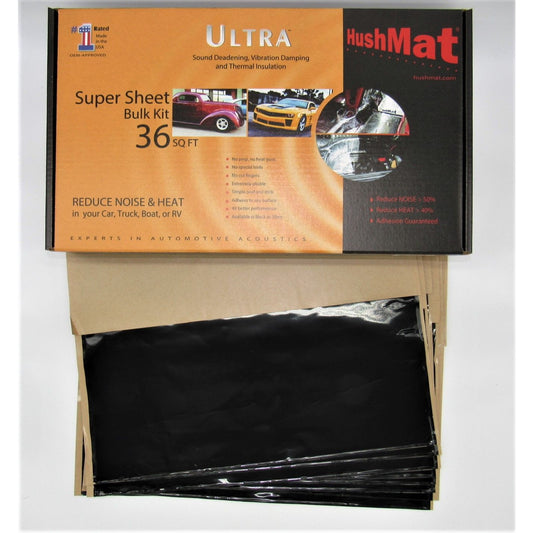 Hushmat Super Bulk Kit - Stealth Black Foil with Self-Adhesive Butyl-9 Sheets 18inx32in ea 36 sq ft 10800