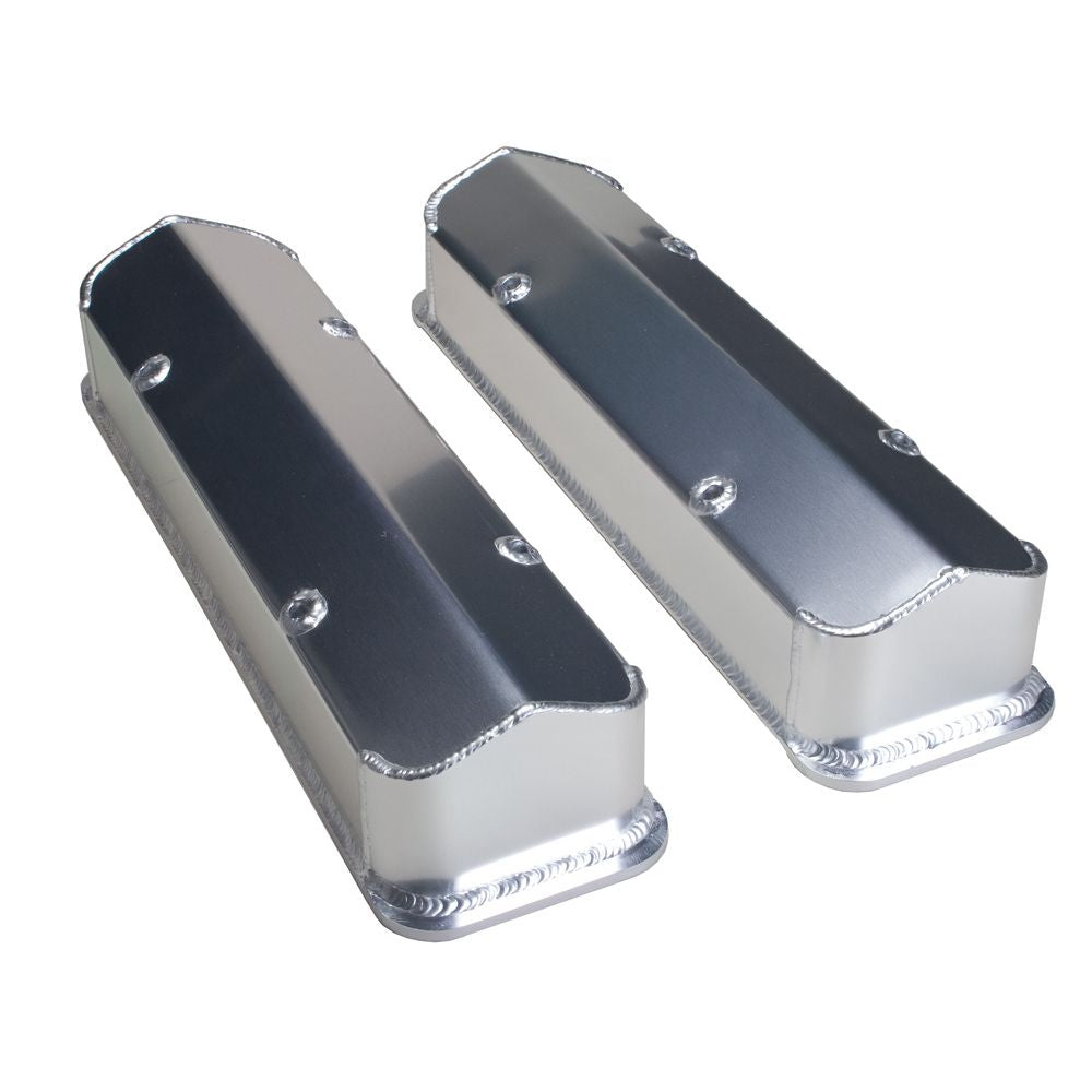 HAMBURGER'S PERFORMANCE PRODUCTS BRUSHED ALUMINUM FABRICATED VALVE COVERS; CHEVY SB ENGINES (1958-86); NO HOLES/BAFFLES 1085