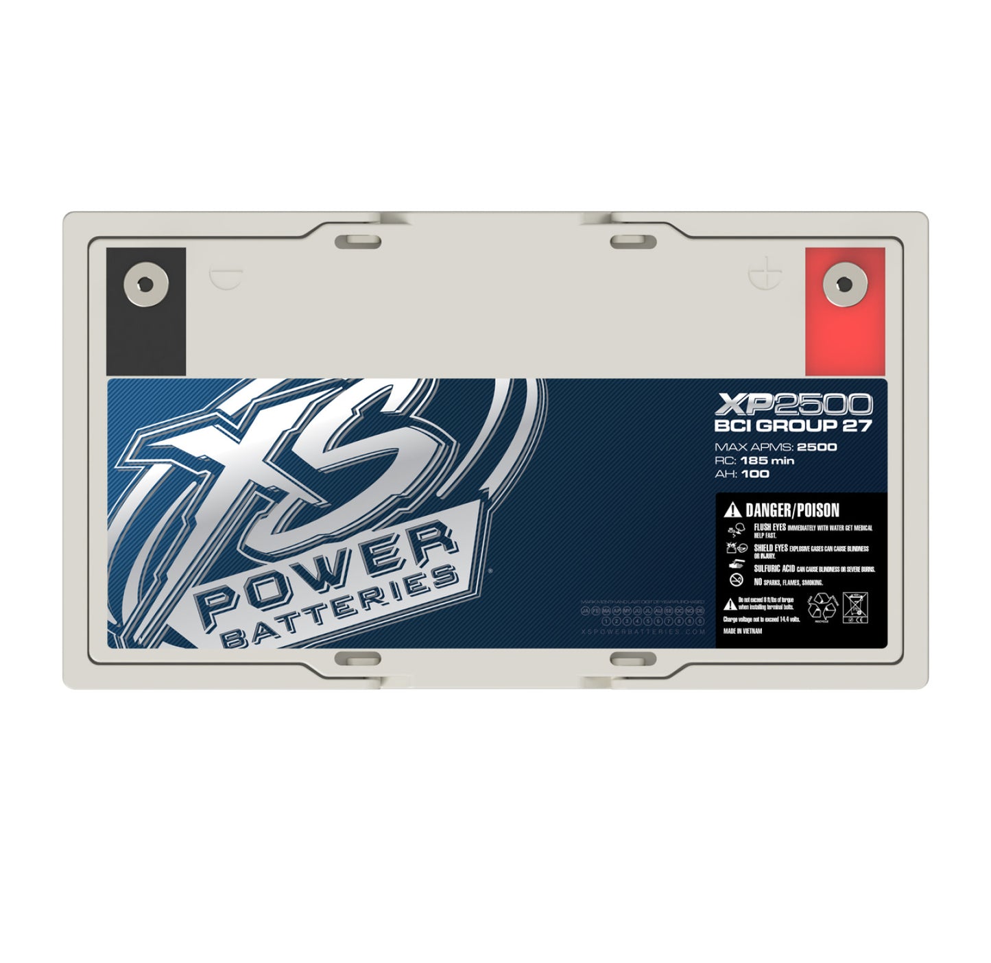 XS Power Batteries 12V AGM XP Series Supplemental Batteries - M6 Terminal Bolts Included 2500 Max Amps XP2500