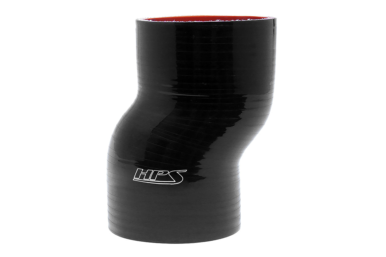 HPS Performance High Temp. 4-ply Reinforced Silicone Offset Coupler 4" ID 6" Length Black HTSOC-400-L6-BLK