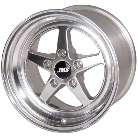 JMS Avenger Series Race Wheels - Polished Finish; 15 inch X 10 inch Rear Wheel w/ Lug Nuts -- Fits 1994-2004 Mustang GT and V6 A1510626FP