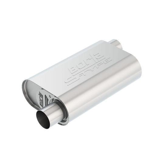 Borla CrateMuffler Muffler Chevrolet Small Block 350/ 383/ 406 CID V8 High Output 2.5in Offset Inlet/ 2.5in Offset Outlet S-Type 400773