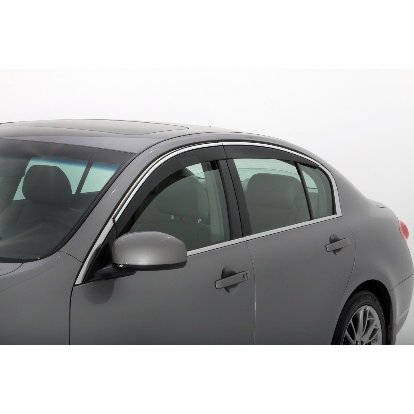 Auto Ventshade 794004 Low Profile Ventvisor Side Window Deflector With Chrome Trim 4-Piece Set For 2007-2010 Infiniti G35