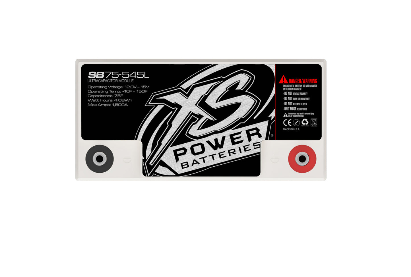 XS Power Batteries 12V Powersports Super Bank Capacitor Modules - M6 Terminal Bolts Included 1500 Max Amps SB75-545L