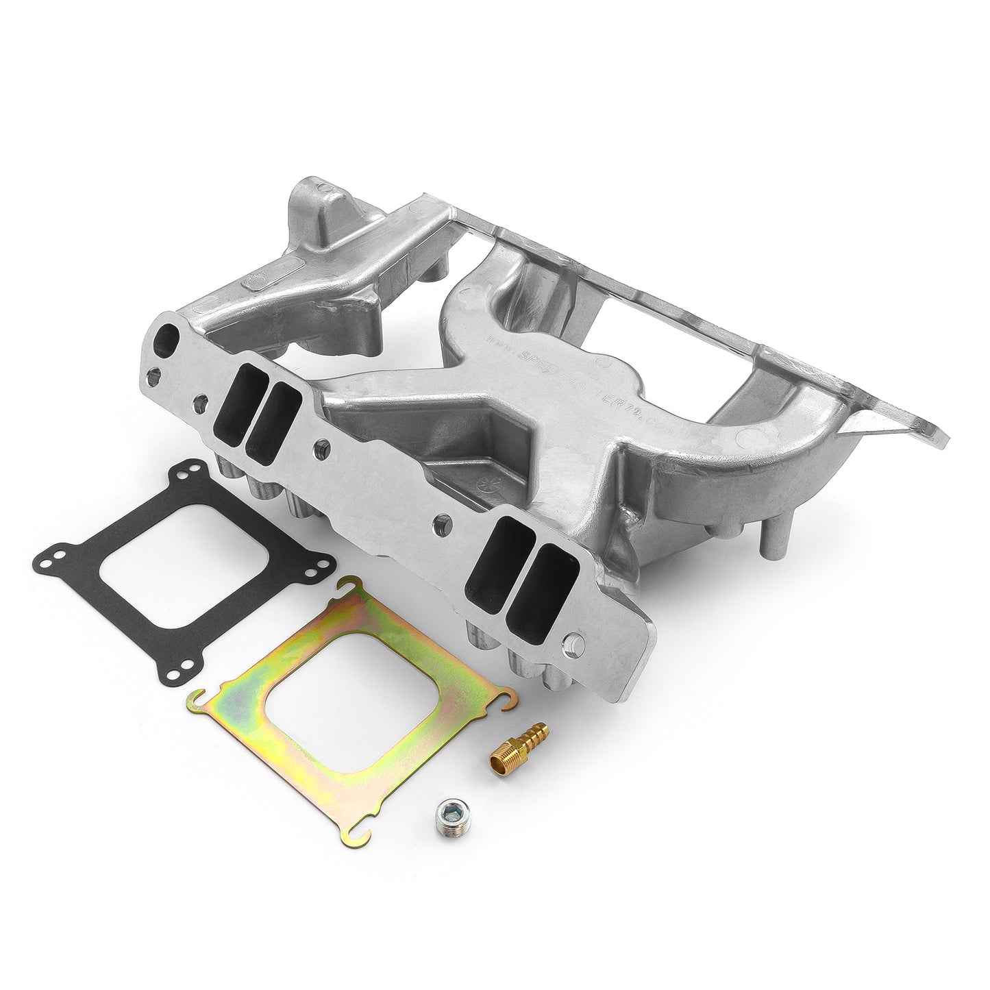 Speedmaster 1-147-074 Pontiac 326 350 389 400 421 428 455 MidRise Air Intake Manifold Machine Polished