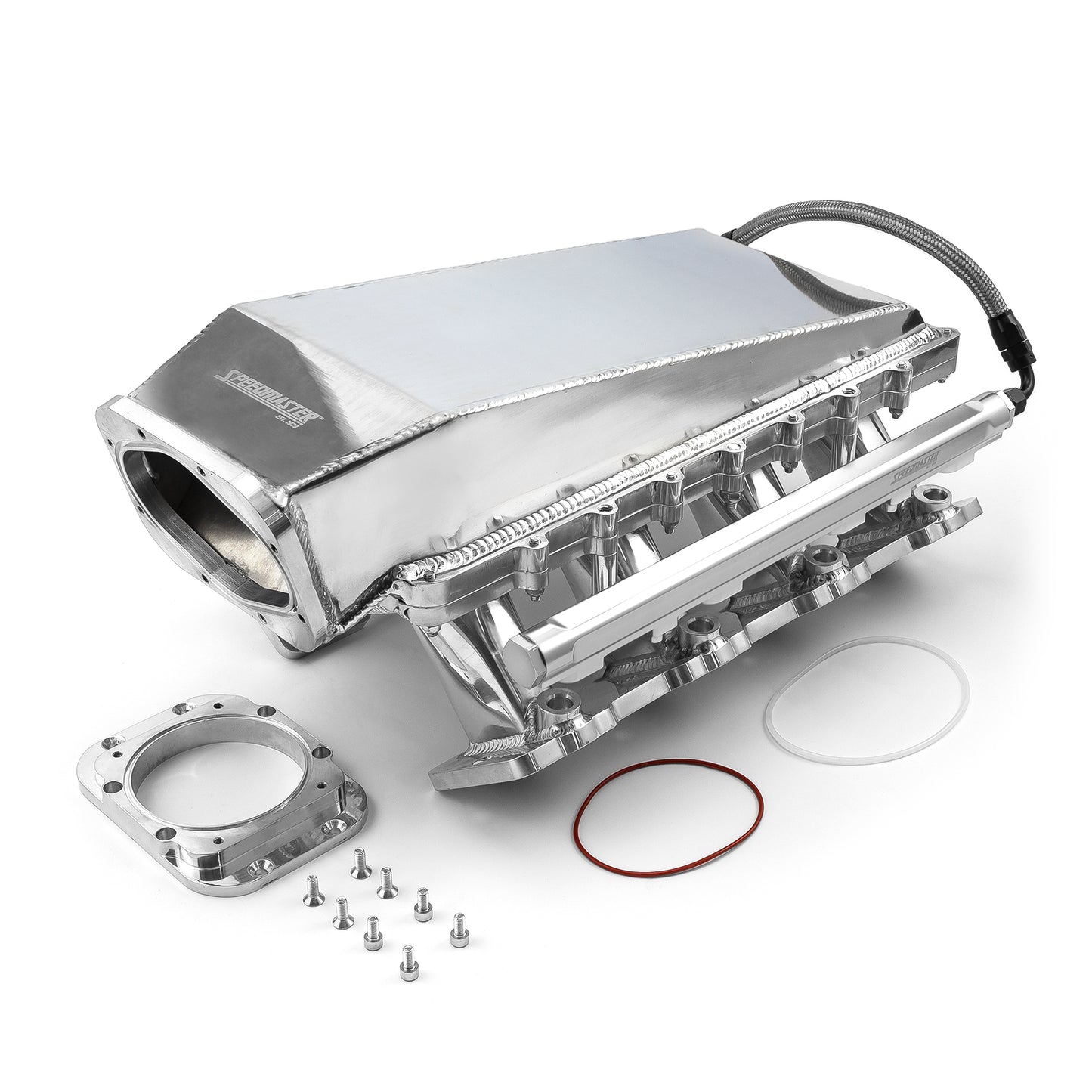 Speedmaster 1-148-050 Fits Chevy GM LS1 2pc Fabricated Ram Air 98mm 4 Bolt EFI Intake Manifold Polished