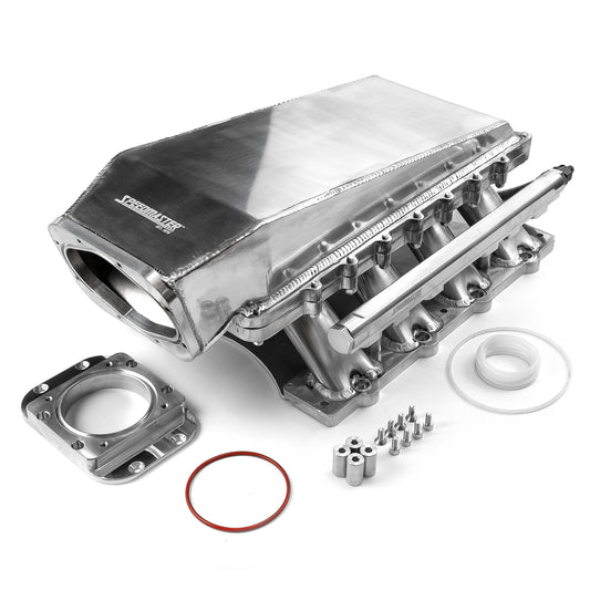Speedmaster 1-148-054 Fits Ford 5.0L Coyote 2pc Fabricated High Ram Air 98mm 4 Bolt EFI Intake Manifold Polished