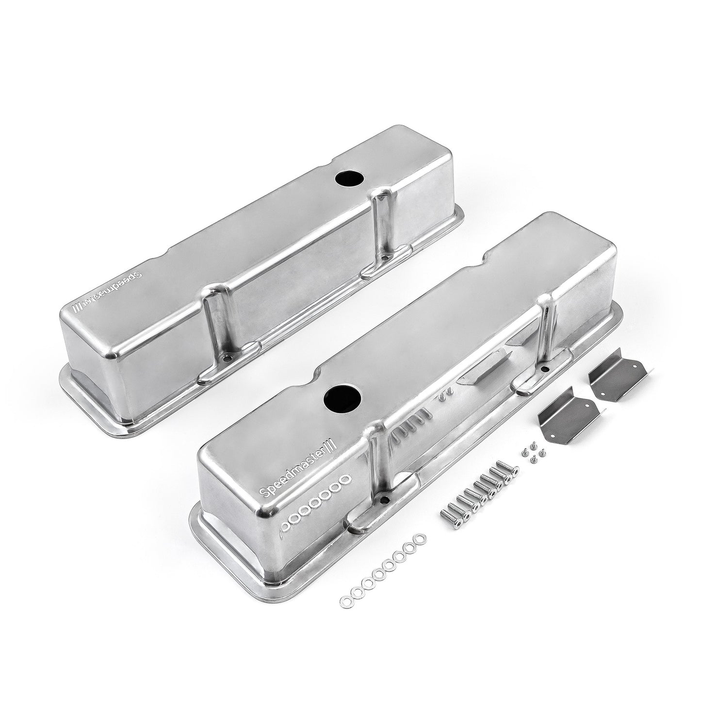 Speedmaster 1-314-001-01 Fits Chevy SBC 350 Aluminum Valve Covers Tall W/Hole [Polished]