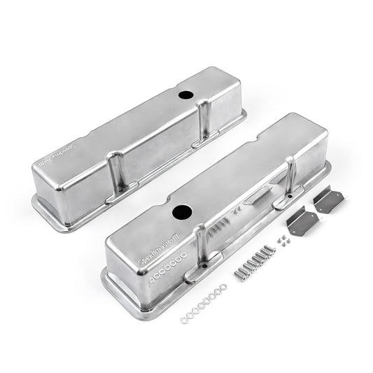 Speedmaster 1-314-001-01 Fits Chevy SBC 350 Aluminum Valve Covers Tall W/Hole [Polished]