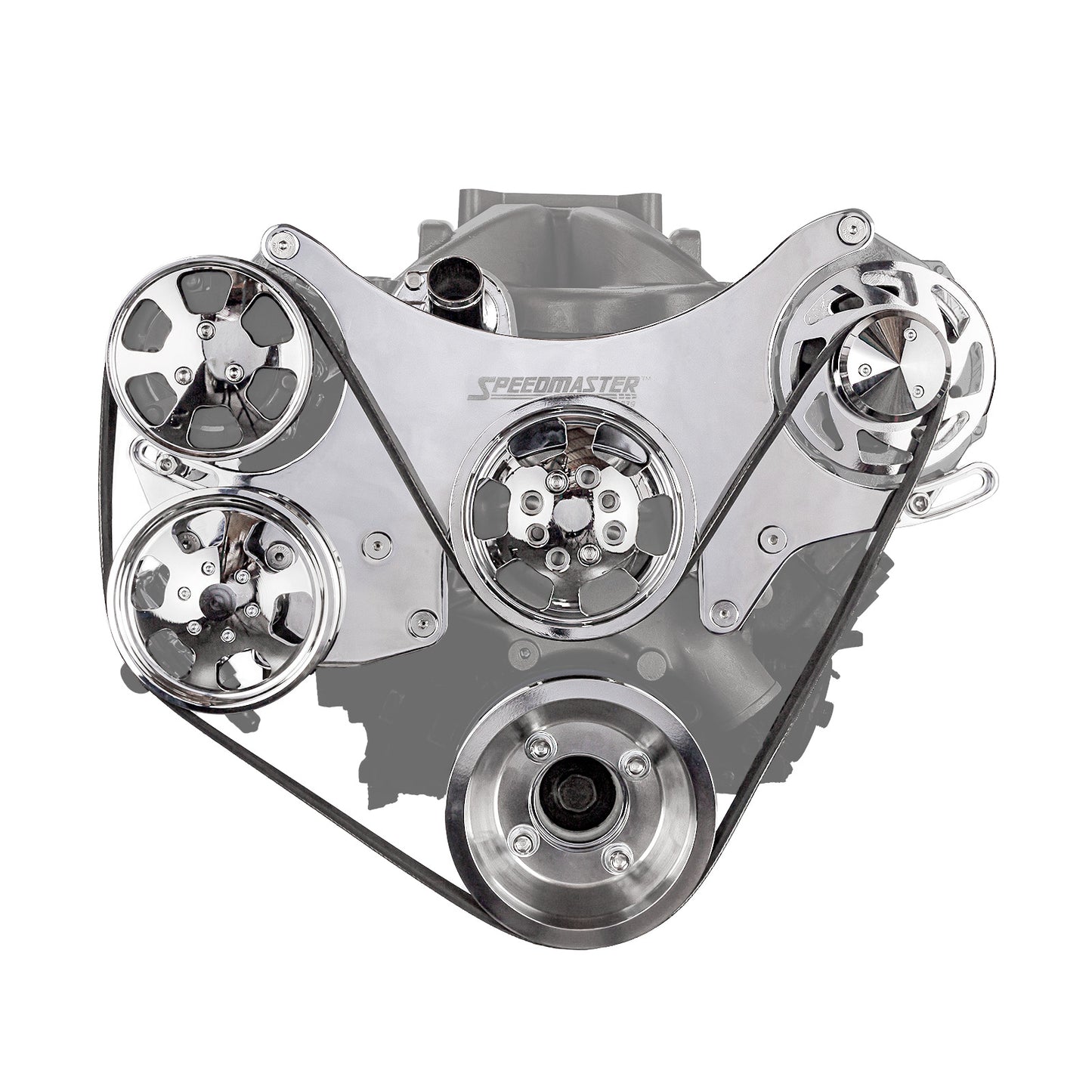 Speedmaster 1-415-003-01 Fits Ford SB 289 302 351w Aluminum Serpentine Complete Engine Pulley Kit [Polished]
