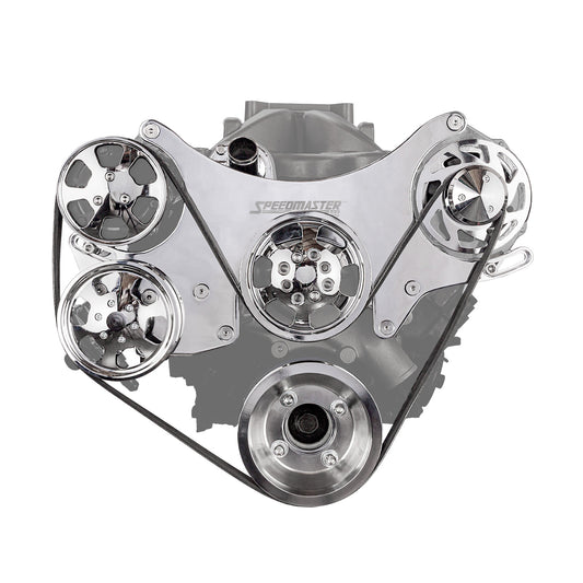 Speedmaster 1-415-003-01 Fits Ford SB 289 302 351w Aluminum Serpentine Complete Engine Pulley Kit [Polished]