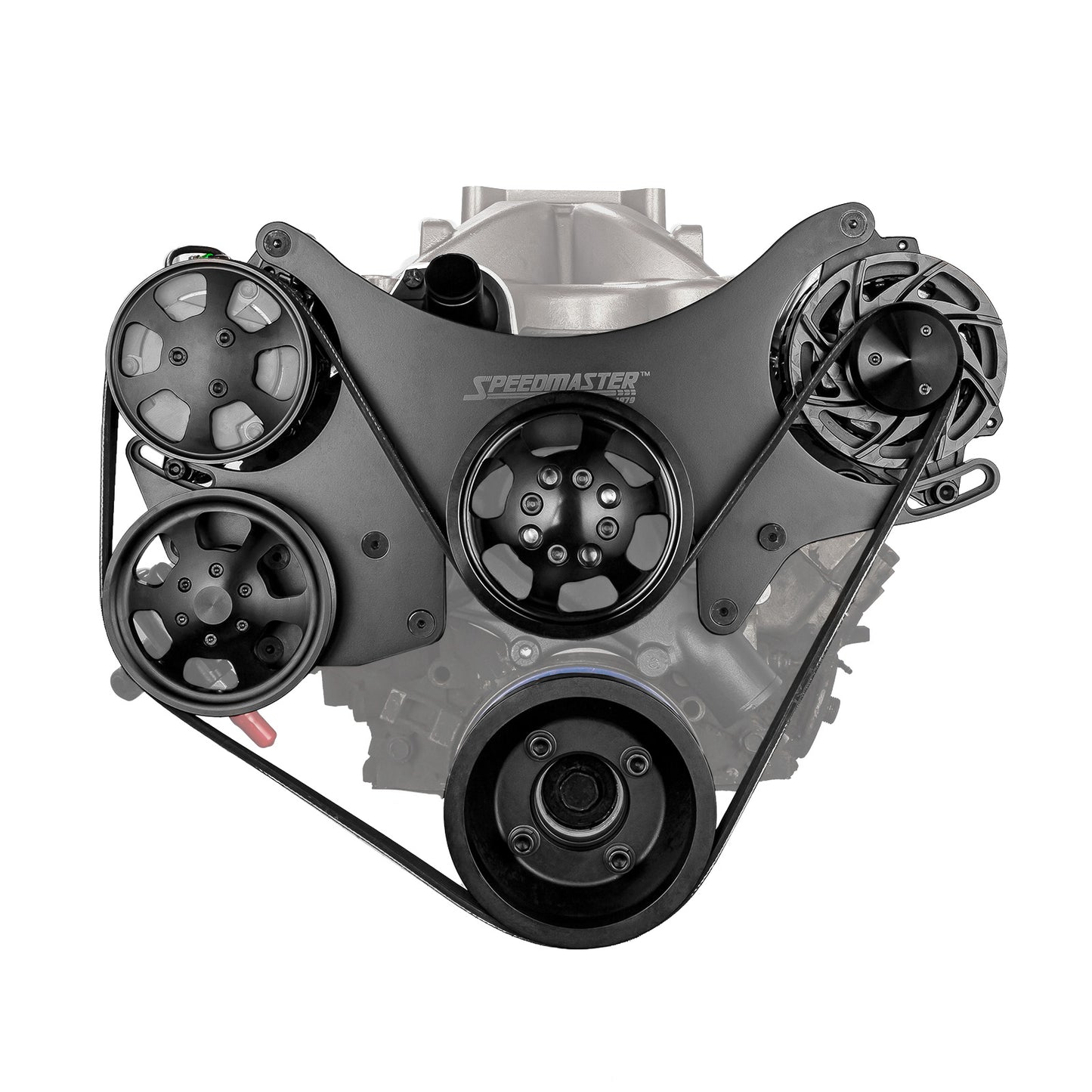 Speedmaster 1-415-003-02 Fits Ford SB 289 302 351w Aluminum Serpentine Complete Engine Pulley Kit [Black]