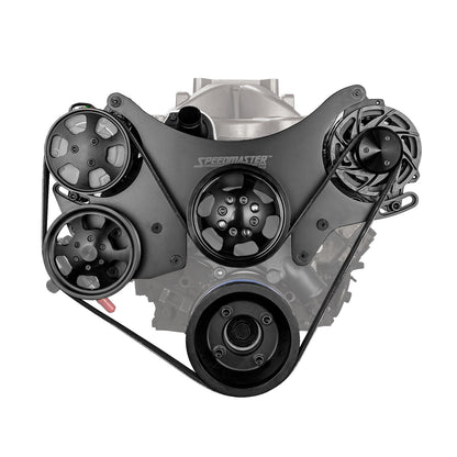 Speedmaster 1-415-003-02 Fits Ford SB 289 302 351w Aluminum Serpentine Complete Engine Pulley Kit [Black]