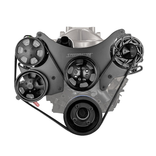 Speedmaster 1-415-003-02 Fits Ford SB 289 302 351w Aluminum Serpentine Complete Engine Pulley Kit [Black]