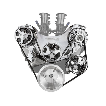 Speedmaster 1-673-002-01 Fits Chevy BBC 454 Aluminum Complete Serpentine Belt Drive System Kit [Polished]