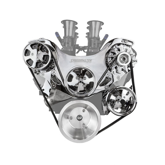 Speedmaster 1-673-002-01 Fits Chevy BBC 454 Aluminum Complete Serpentine Belt Drive System Kit [Polished]