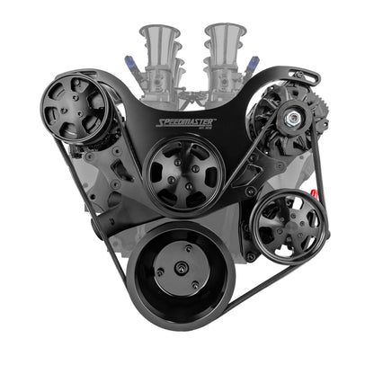 Speedmaster 1-673-002-02 Fits Chevy BBC 454 Aluminum Complete Serpentine Belt Drive System Kit [Black]