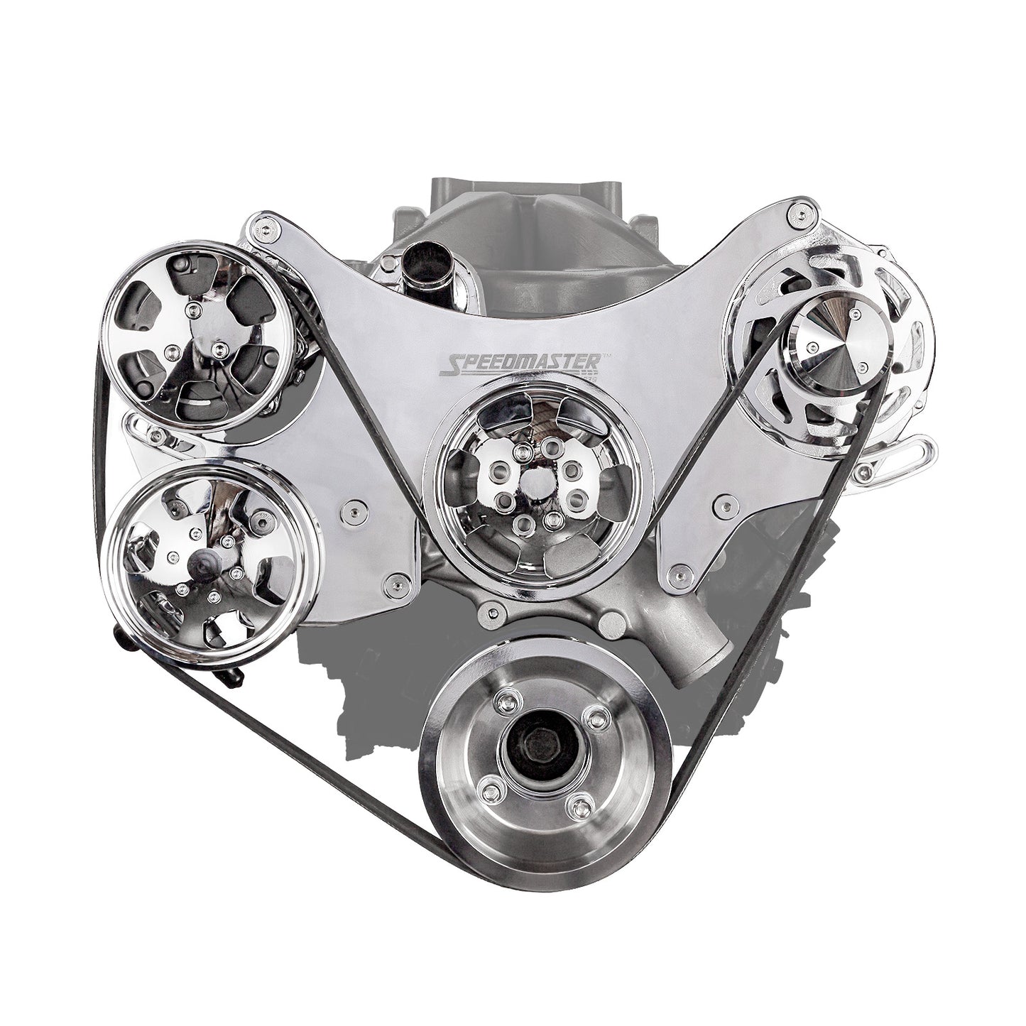 Speedmaster 1-673-003-01 Fits Ford SB 289 302 351w Aluminum Complete Serpentine Belt Drive System Kit [Polished]