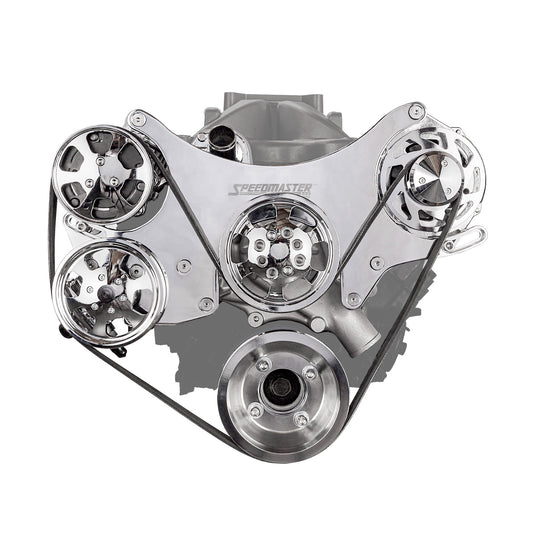 Speedmaster 1-673-003-01 Fits Ford SB 289 302 351w Aluminum Complete Serpentine Belt Drive System Kit [Polished]