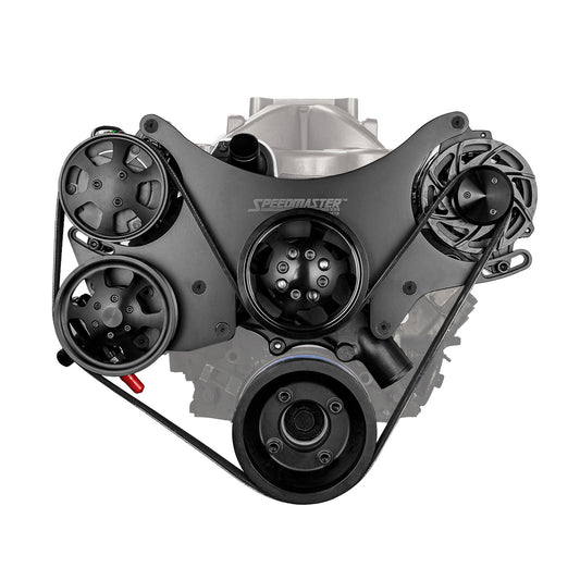 Speedmaster 1-673-003-02 Fits Ford SB 289 302 351w Aluminum Complete Serpentine Belt Drive System Kit [Black]