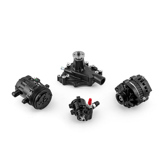 Speedmaster 1-673-003-02 Fits Ford SB 289 302 351w Aluminum Complete Serpentine Belt Drive System Kit [Black]