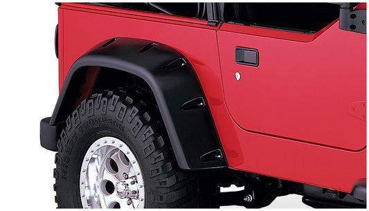 Bushwacker 10030-07 Black Max Coverage Pocket/Rivet Style Textured Finish Rear Fender Flares For 1997-2006 Jeep Wrangler TJ
