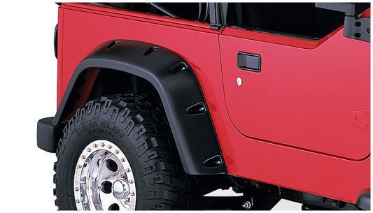 Bushwacker 10042-07 Black Pocket/Rivet Style Textured Finish Rear Fender Flares For 1997-2006 Jeep Wrangler TJ