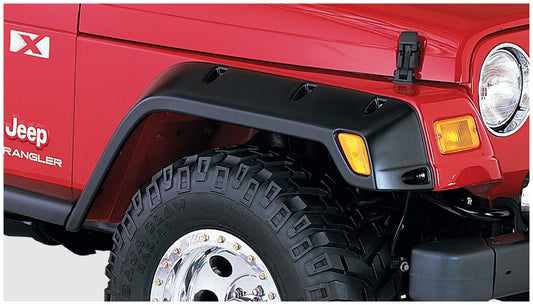 Bushwacker 10043-07 Black Pocket/Rivet Style Textured Finish Front Fender Flares For 1997-2006 Jeep Wrangler TJ