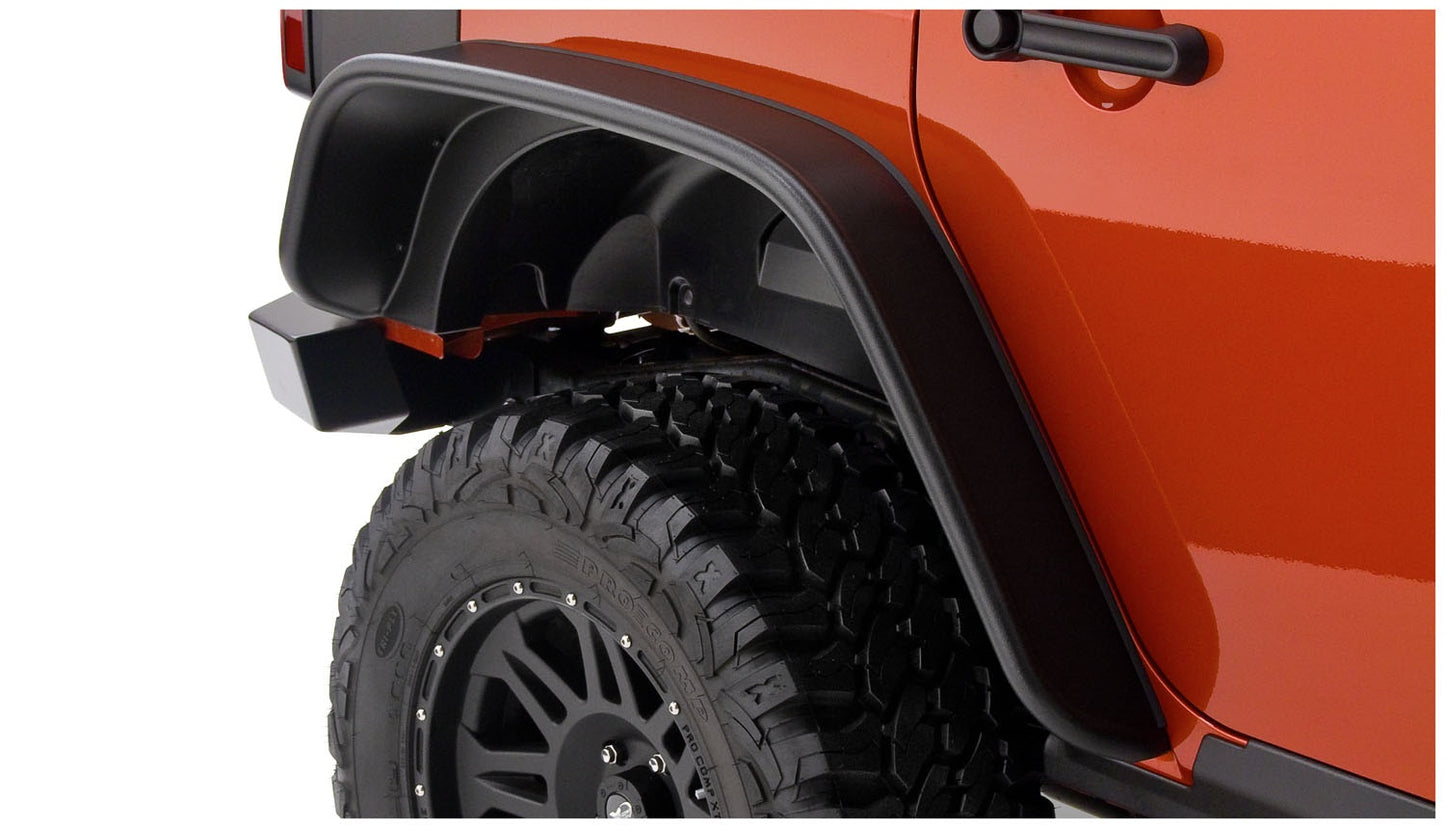 Bushwacker 10050-07 Black Jeep Flat Style Textured Finish Rear Fender Flares For 2007-2018 Jeep Wrangler JK Unlimited 4-Door