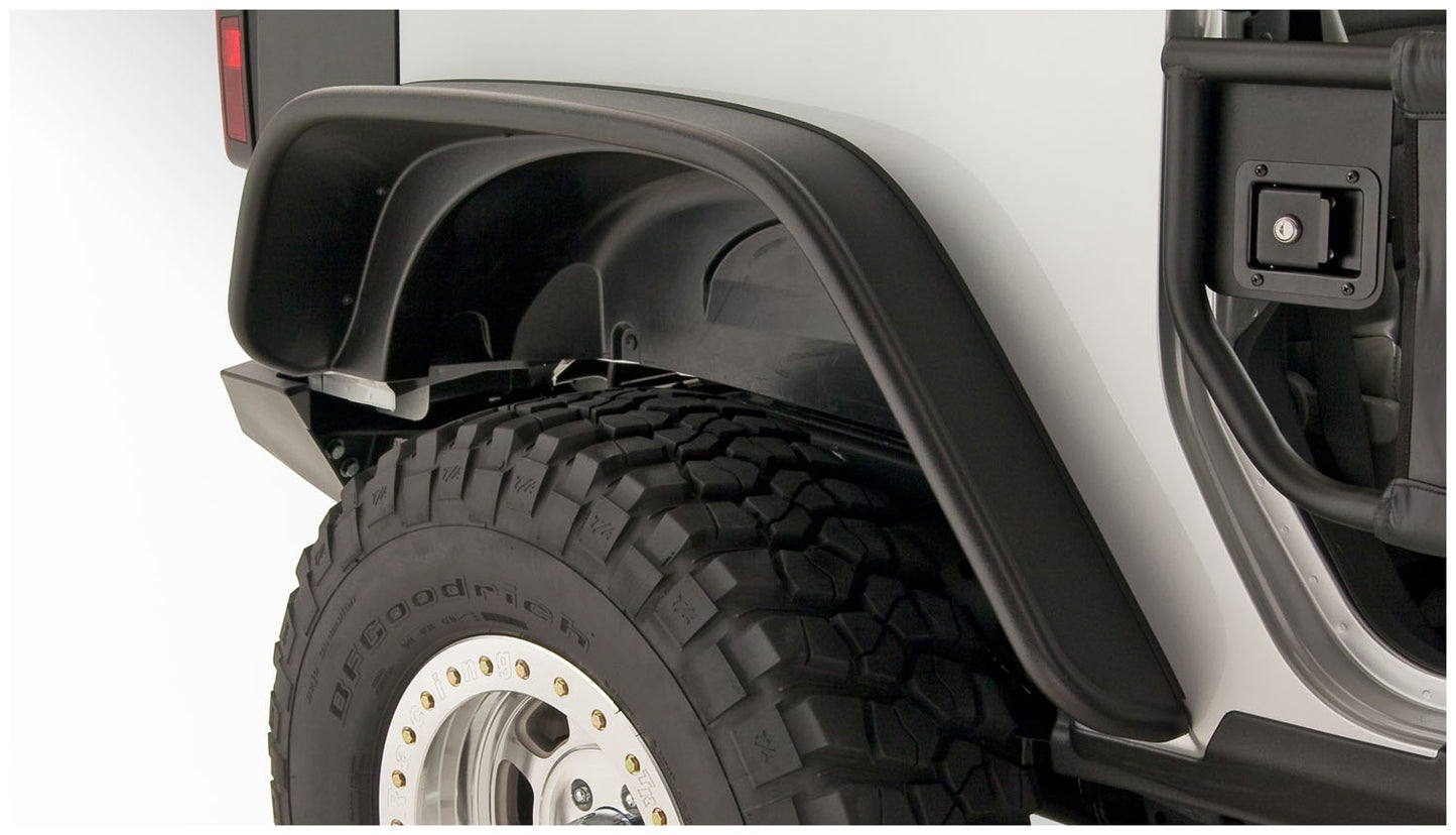 Bushwacker 10052-07 Black Jeep Flat Style Textured Finish Rear Fender Flares For 2007-2018 Jeep Wrangler JK 2-Door
