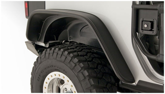Bushwacker 10052-07 Black Jeep Flat Style Textured Finish Rear Fender Flares For 2007-2018 Jeep Wrangler JK 2-Door