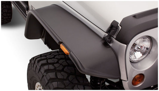 Bushwacker 10053-07 Black Jeep Flat Style Textured Finish Front Fender Flares For 2007-2018 Jeep Wrangler JK