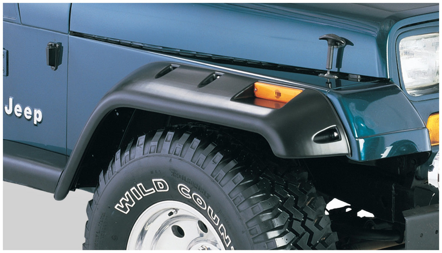 Bushwacker 10035-07 Black Jeep Cutout Style Textured Finish Front Fender Flares For 1984-2001 Jeep Cherokee 4-Door; 1986-1992 Comanche