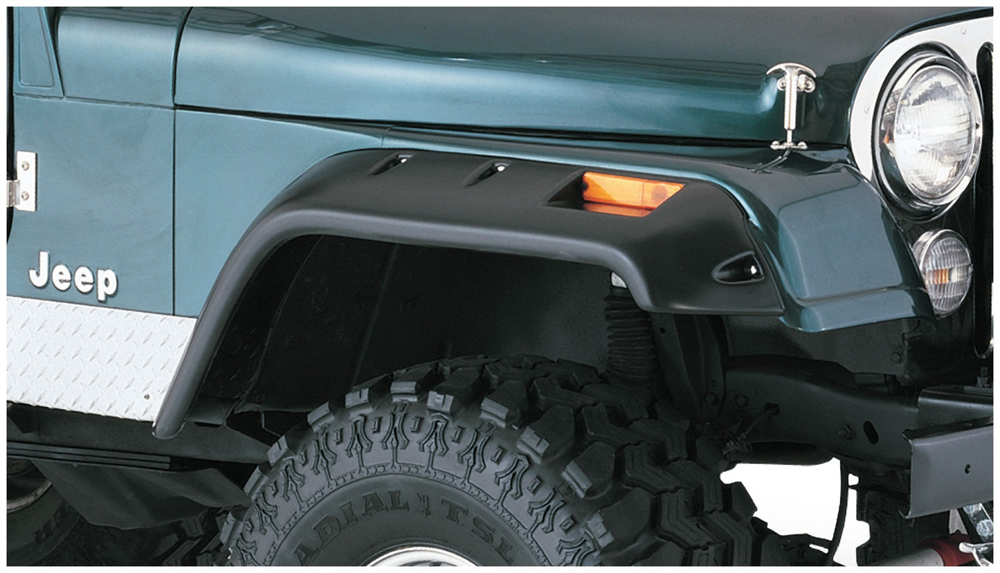Bushwacker 10059-07 Black Jeep Cutout Style Textured Finish Front Fender Flares For 1956-1986 Jeep CJ5 CJ5A CJ6 CJ6A CJ7 Willys