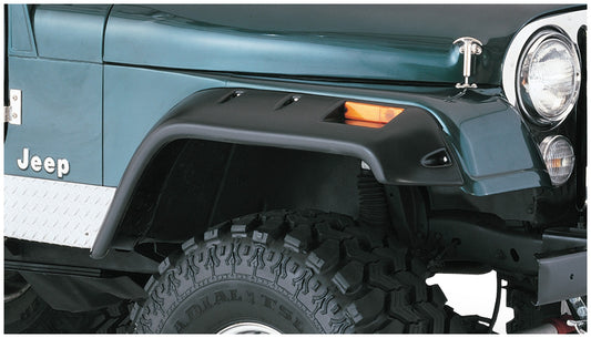 Bushwacker 10059-07 Black Jeep Cutout Style Textured Finish Front Fender Flares For 1956-1986 Jeep CJ5 CJ5A CJ6 CJ6A CJ7 Willys