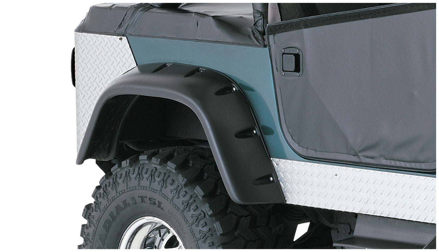 Bushwacker 10060-07 Black Jeep Cutout Style Textured Finish Rear Fender Flares For 1956-1986 Jeep CJ5 CJ5A CJ6 CJ6A CJ7 Willys