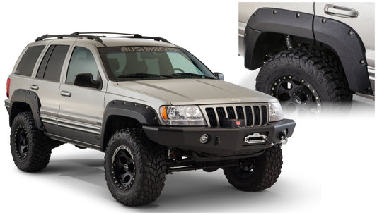 Bushwacker 10072-07 Black Jeep Cutout Style Textured Finish Rear Fender Flares For 1999-2004 Jeep Grand Cherokee