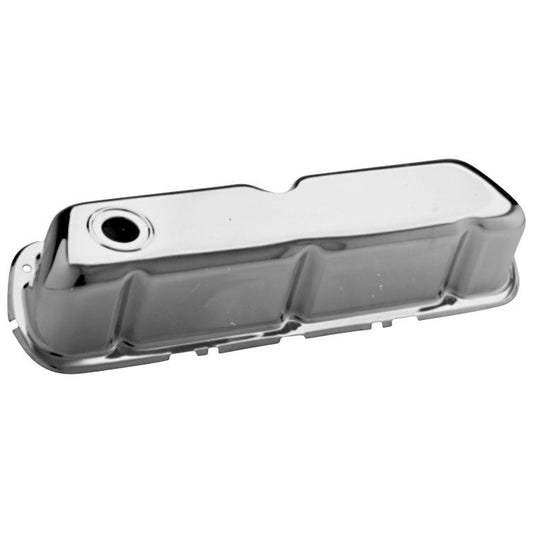 Proform Engine Valve Covers; Stamped Steel; Std Height; Chrome; w/Baffles; Fits SB Ford 66724