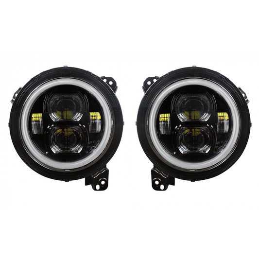 Quake LED - QTE1039 - Jeep JL/JT 9 In. Headlights With DRL Sequential Turns And RGB Accent