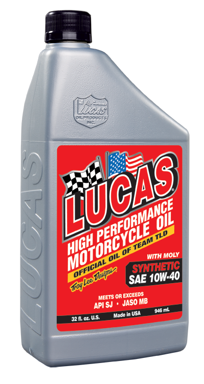 Lucas Oil Products Synthetic SAE 10w-40 w/Moly Motorcycle Oil JASO MB 10777