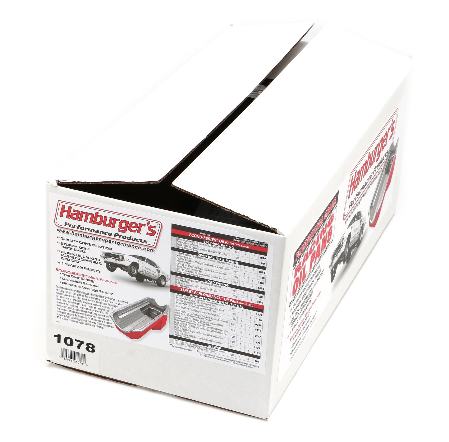 HAMBURGER'S PERFORMANCE PRODUCTS ECONO-SERIES OIL PAN; SB CHEVY (305-350) 1980-85- DRAG RACE; 7 QTS.; WET SUMP 1078