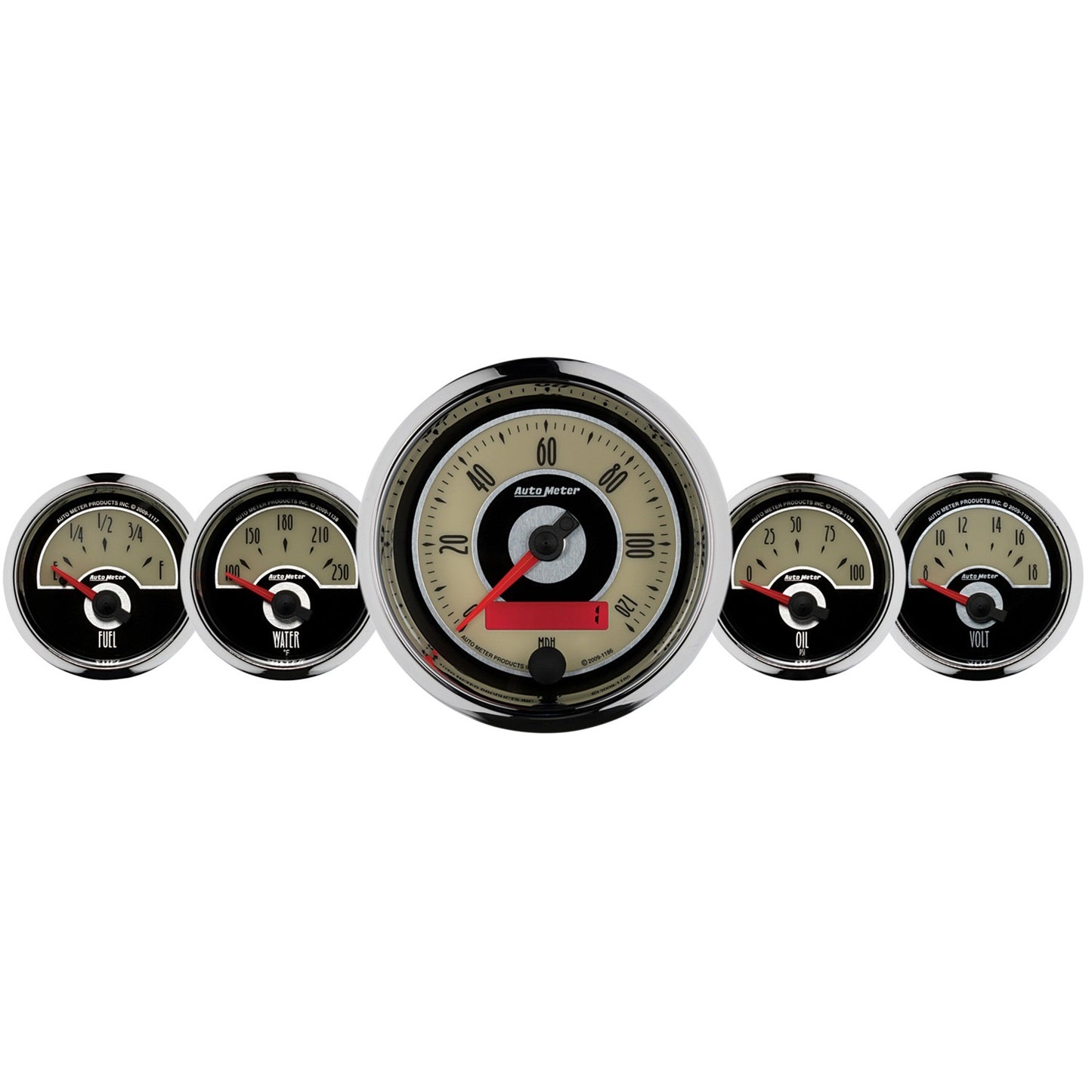 AutoMeter 5 PC. GAUGE KIT 3-3/8 in. & 2-1/16 in. ELEC. SPEEDOMETER CRUISER 1101