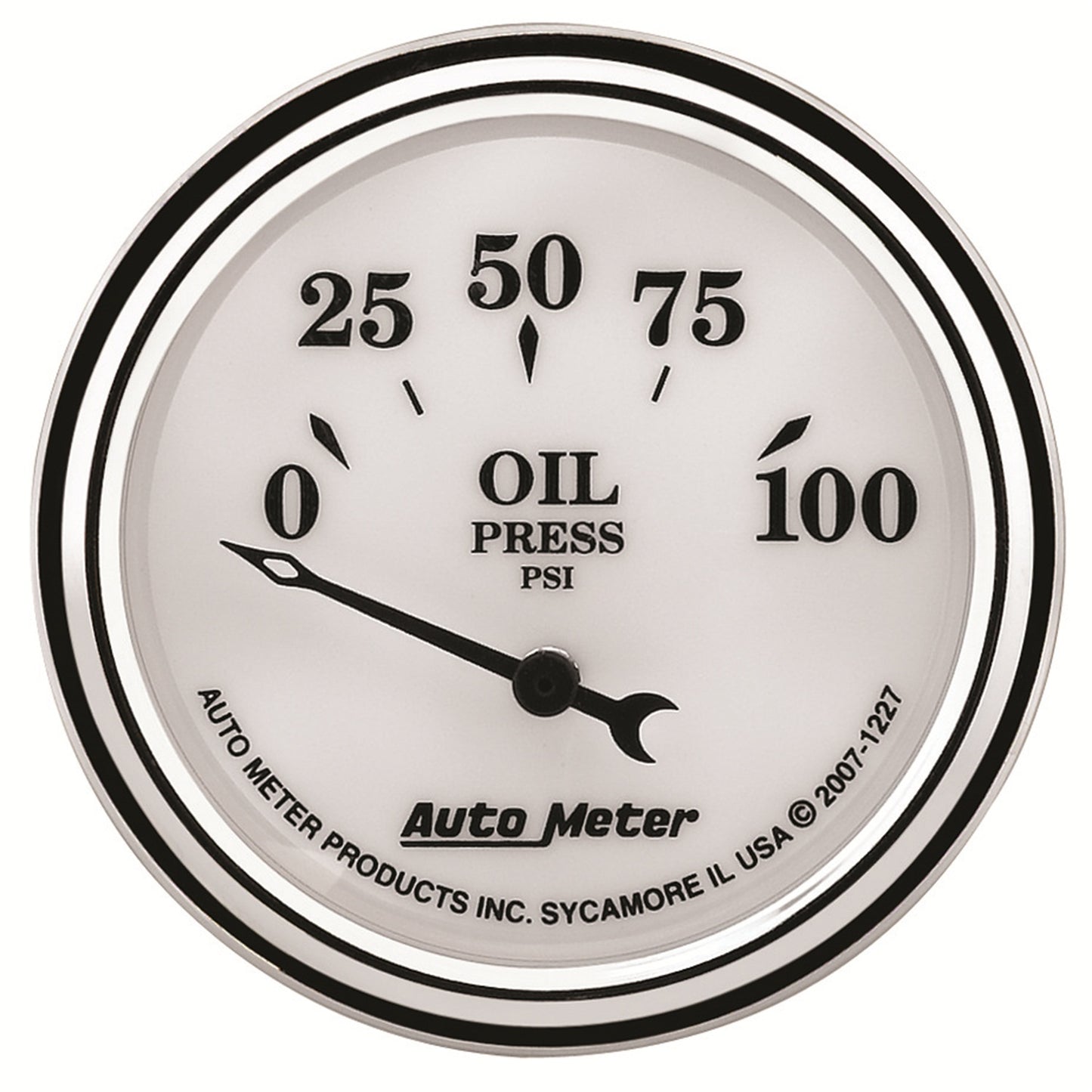 AutoMeter 2-1/16 in. OIL PRESSURE 0-100 PSI OLD-TYME WHITE II 1227